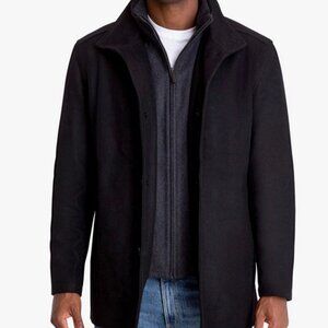 Tower by London Fog Amherst Button Mens wool-blend black jacket/car coat size XL